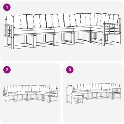  Set vanjskih sofa 6 kom. Bijela i bež Smeđa 306 x 128,5 x 73 cm Slike