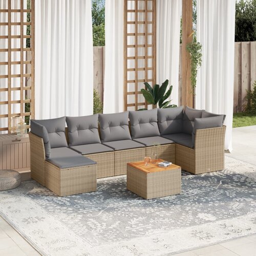 vidaXL 8-dijelni set vrtnih sofa s jastucima bež od poliratana Cijene