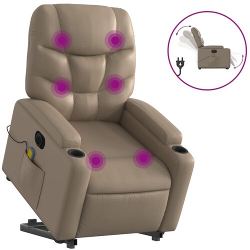 Maison Chic Električni masažni stol - Relax naslanjač s funkcijo vstajanja kapučino um. usnje, (22062190) Cene