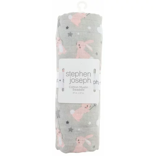 Stephen Joseph tetra plenica 119x119 cm muslin zajček pink
