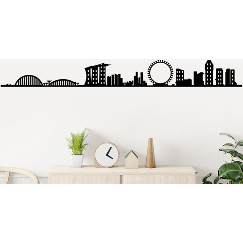 Wallity Zidna dekoracija Singapore Skyline, 125x14 cm, 1.5 mm, Crna Cene
