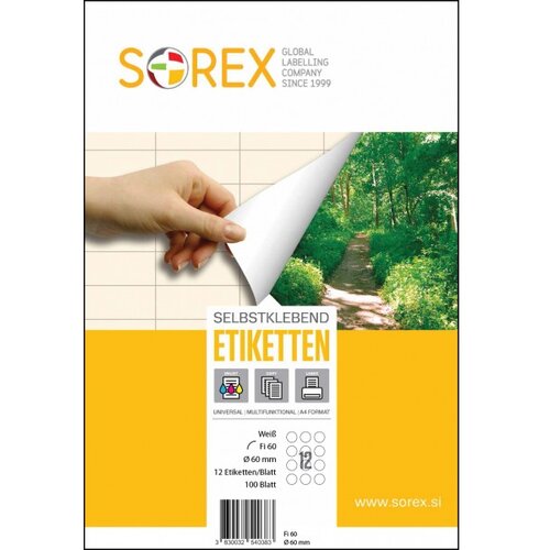  Etikete Sorex okrogle - Ø 60 mm, 100/1 Cene