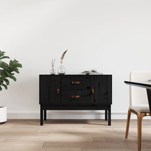 The Living Store Komoda črna 110x40x78 cm trdna borovina - Komoda, (21503302) Slike