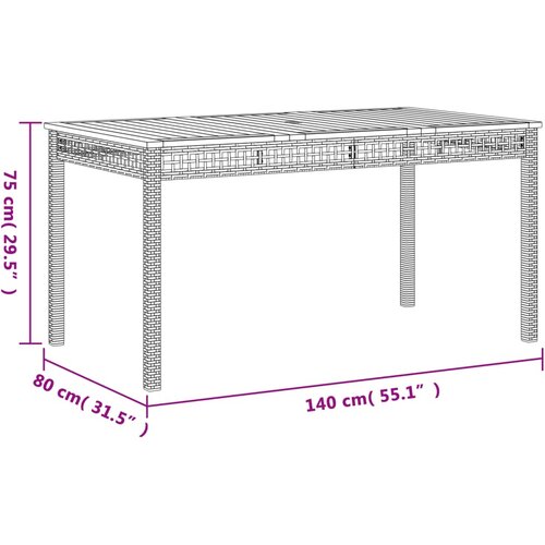  Vrtni stol bež 140 x 80 x 75 cm od poliratana i drva bagrema Slike