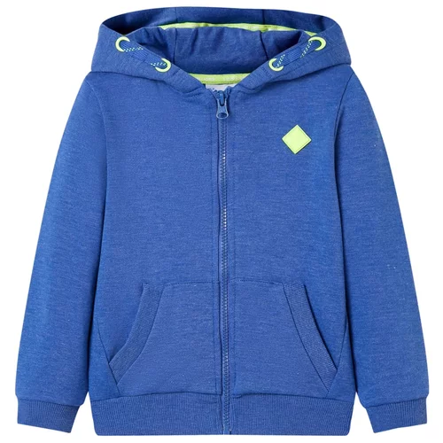 vidaXL Otroški pulover s kapuco in zadrgo modra melange 128