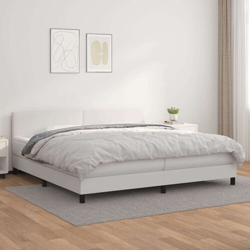  Box spring postelja z vzmetnico bela 200x200 cm umetno usnje, (20791198) Slike