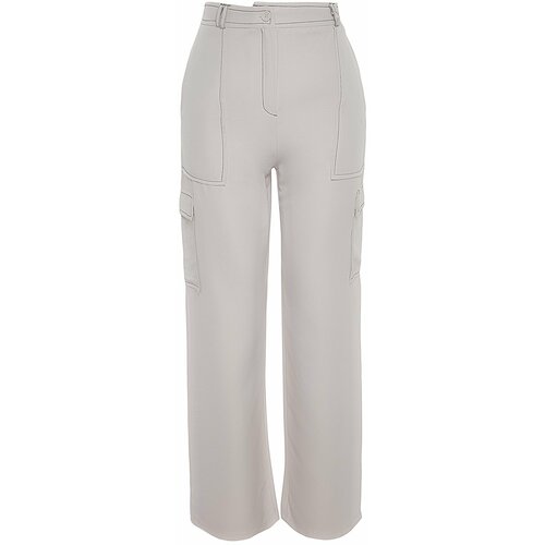 Trendyol Gray Cargo Woven Trousers with Contrast Stitching Detail Cene