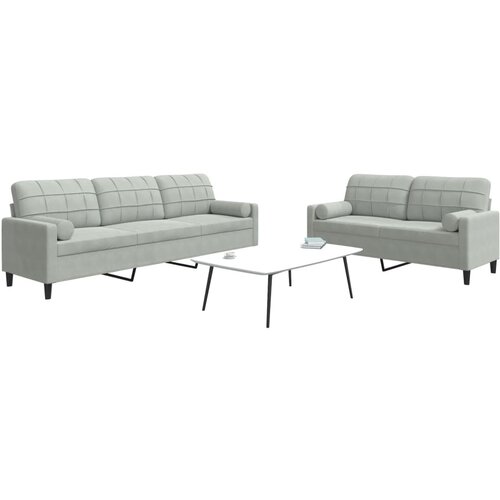 vidaXL 2-dijelni set sofa s jastucima svjetlosivi baršunasti Cijene