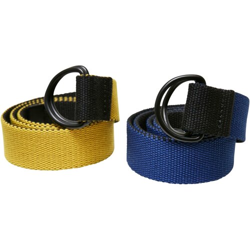 Urban Classics Accessoires easy d-ring belt kids 2-Pack black/royal+black/yellow Cene