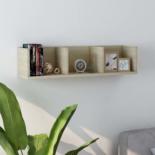 VidaXL zidna polica za CD-ove boja hrasta 75 x 18 x 18 cm od iverice Slike