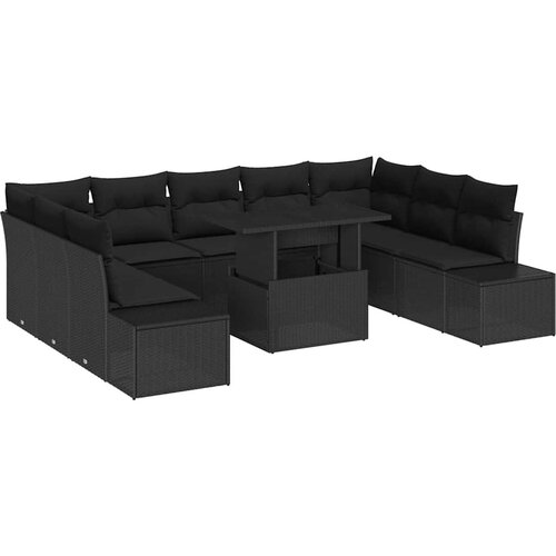  Sjedeća garnitura za vrt 10 kom. Crna poliratan 289 x 209 x 85 cm Slike
