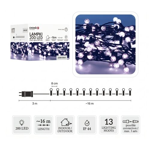  Božićna svjetleća vrpca Cherry Ball, 16 m, 200 LED dioda &ndash; hladno bijela Cijene