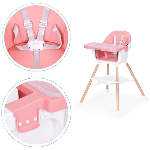 ECO TOYS Dječja stolica za hranjenje 2-u-1, roza, Slike
