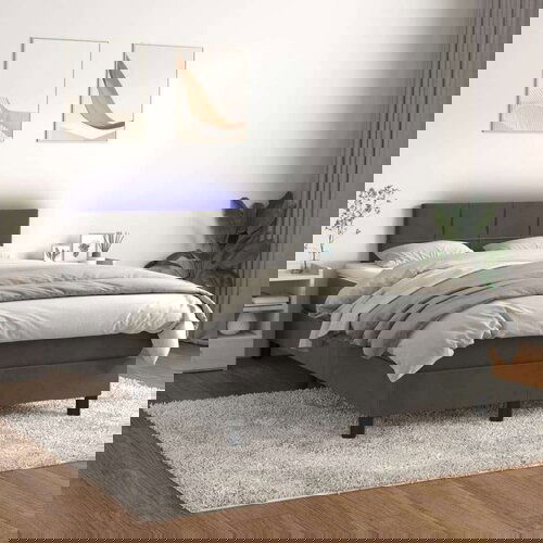  Box spring s madracem LED tamnosivi 120 x 200 cm bar&amp;scaron;un Slike