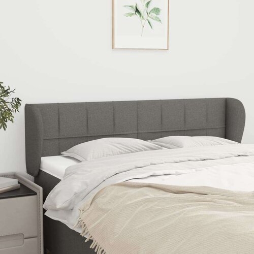  Vzglavje z u&amp;scaron;esi temno sivo 147x23x78/88 cm blago, (20793433) Slike