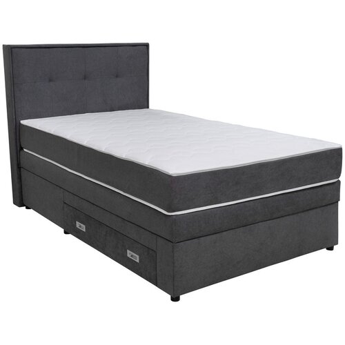 Hom`in POSTELJA BOXSPRING 120 cm x 200 cm , les, tekstil, leseni material temno siva Cene