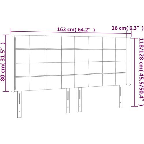  Uzglavlje s u&amp;scaron;ima tamnoplavo 163x16x118/128 cm bar&amp;scaron;unasto Slike