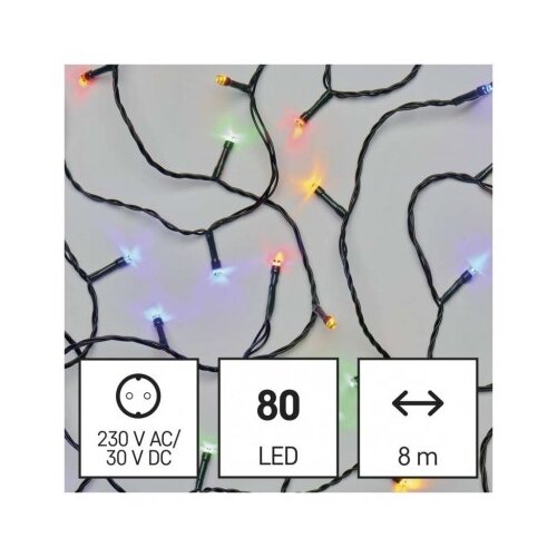 Emos LED božična veriga, 8 m, zunanja in notranja, večbarvna, časovnik D4AM02 Slike