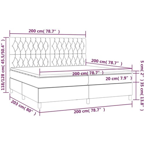  Box spring s madracem LED crni 200x200 cm bar&amp;scaron;un Slike
