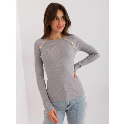 Fashion Hunters Gray classic sweater with decorative buttons