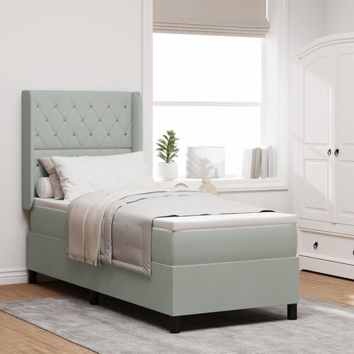 VidaXL Box Spring postelja z vzmetnico in LED lučko svetlo siva 80x200 cm žamet Slike