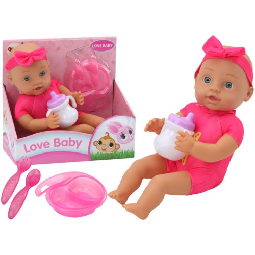  Lutka beba, ružičasta odjeća, traka za glavu, pribor za hranjenje Cijene