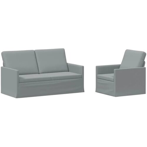  Set sofe 2 pcs Svjetlosiva Tkanina - Svjetlosiva Jednostruka + Dvostruka (140 cm) Slike