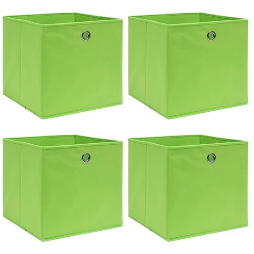  Škatle za shranjevanje 4 kosi zelene 32x32x32 cm blago
