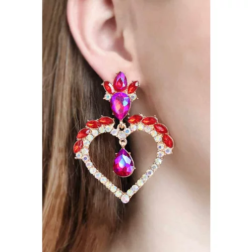 Fenzy elegantni uhani v obliki srca, Art356, rdeče barve