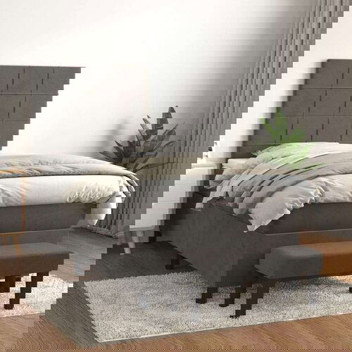 Box spring postelja z vzmetnico temno siva 90x200 cm žamet, (20846709) Cene