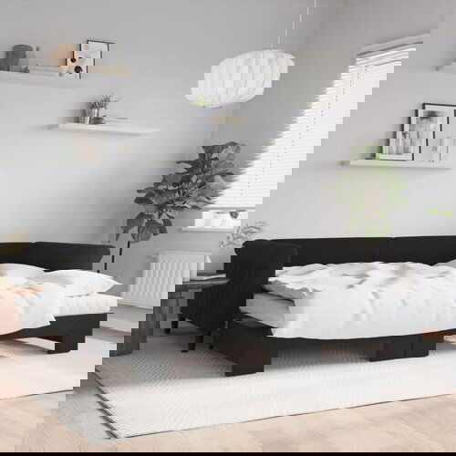  The Living Store Izvlečna dnevna postelja z vzmetnicami črna 90x200 cm žamet - Izvlečna Dnevna Postelja, (21491509) Slike