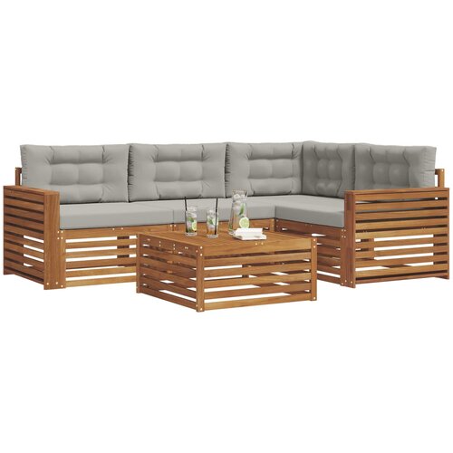  Set vanjskih sofa 5 kom. Prirodna i svijetlo siva Slike