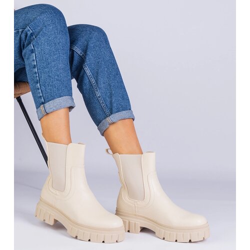 Gemre Beige ankle boots with elastic insert Rolandela Cene