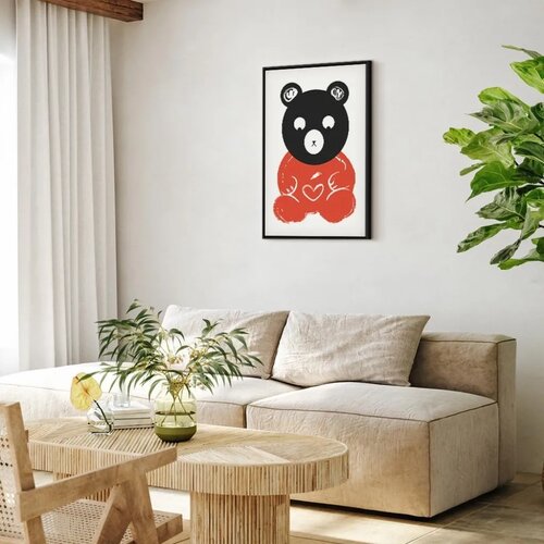  Slika - Thoughtful Bear (1 Part) Vertical 60x90 U crnom drvenom okviru Slike