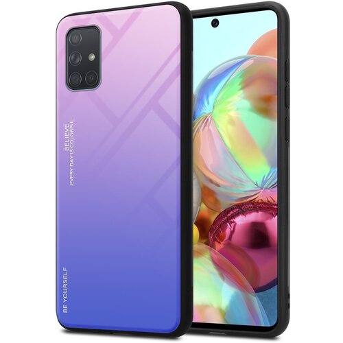 Cadorabo Ohišje, združljiv s Samsungom v roza - modri - dvobarvni zaščitni pokrov iz silikona TPU in hrbta iz kaljenega stekla, (20569712) Cene