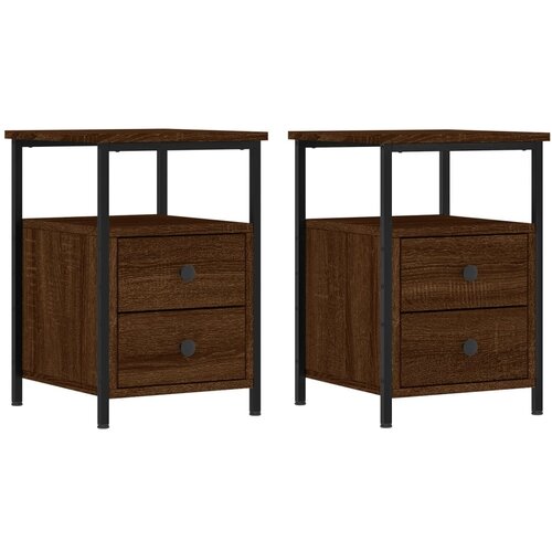 Maison Chic Dvo delni komplet Nočne omarice - Nočne mize rjavi hrast 34x35,5x50 cm inženirski les, (21686994) Slike