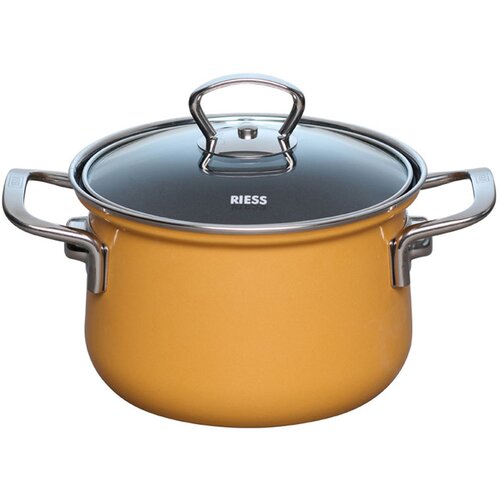 RIESS lonec s pokrovom Orange 16cm, 1,5l, dva ročaja, emajl Slike