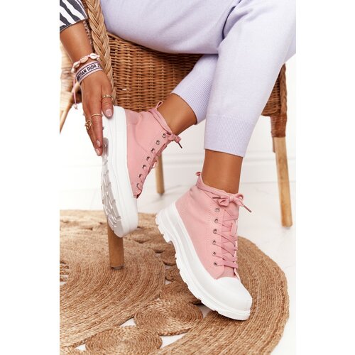 FJ1 Women's High Sneakers On A Chunky Sole Pink Trissy Cene