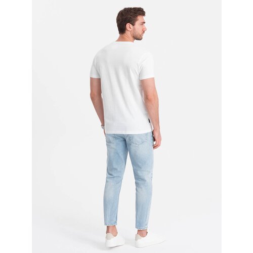 Ombre Men's printed cotton t-shirt California - white Cene