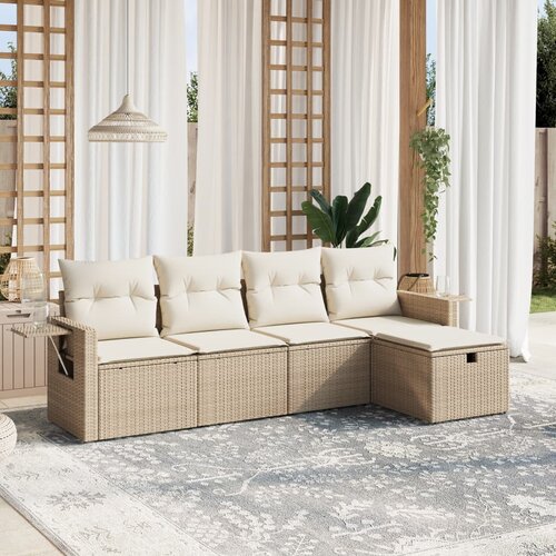 vidaXL 5-dijelni vrtni set sofa s jastucima bež od poliratana Cijene