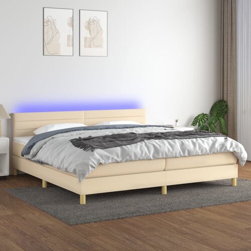 The Living Store Box spring postelja z vzmetnico LED krem 200x200 cm blago - Box Spring Postelja, (21518073) Slike