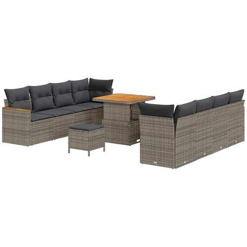 vidaXL Vrtna sedežna garnitura 11 pcs Siva poli ratan, (5000144386) Cene