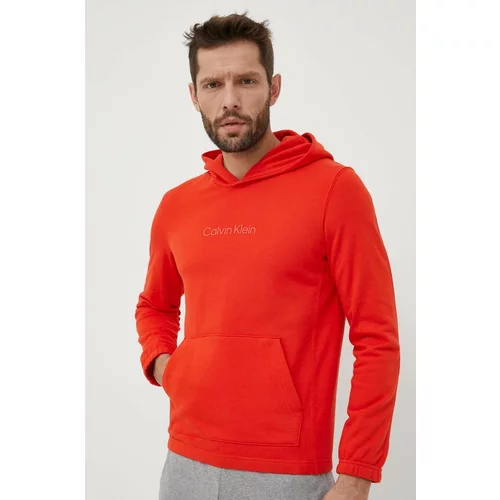 Calvin Klein Pulover od trenirke Essentials oranžna barva, s kapuco