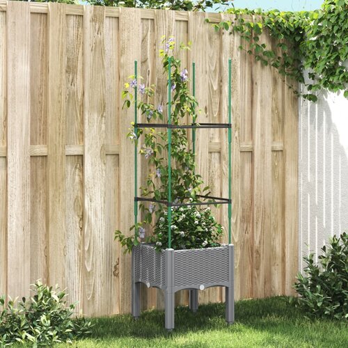 vidaXL Vrtna sadilica s rešetkom svjetlosiva 40 x 40 x 142 5 cm PP Cijene