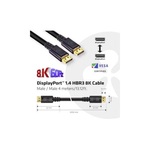 Club3d DisplayPort Priključni kabel [1x Muški konektor DisplayPort - 1x Muški konektor DisplayPort] 4 m Crna Cijene