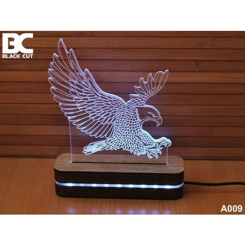 Black Cut 3D lampa sa 9 različitih boja i daljinskim upravljačem - orao ( A009 ) Slike
