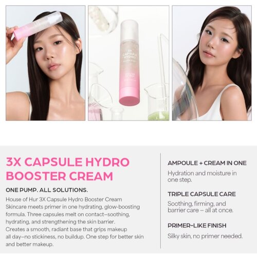 HOUSE OF HUR 3X Capsule Hydro Booster Cream vlažilna podlaga za posvetlitev in zgladitev kože 50 ml Slike