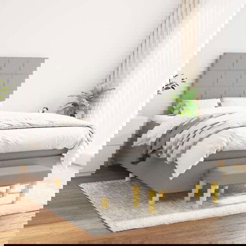  Box spring postelja z vzmetnico svetlo siva 120x200 cm blago, (20790767) Slike