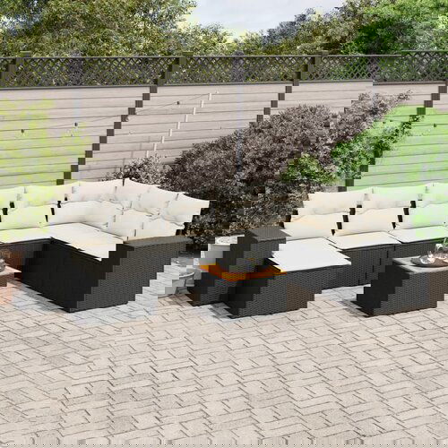vidaXL 9-dijelni set vrtnih sofa s jastucima crni od poliratana Cijene