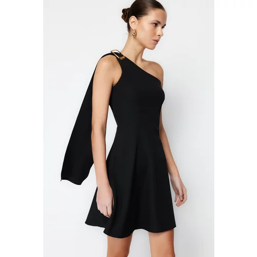 Trendyol Black Accessory Detail Chiffon Lined Woven Dress